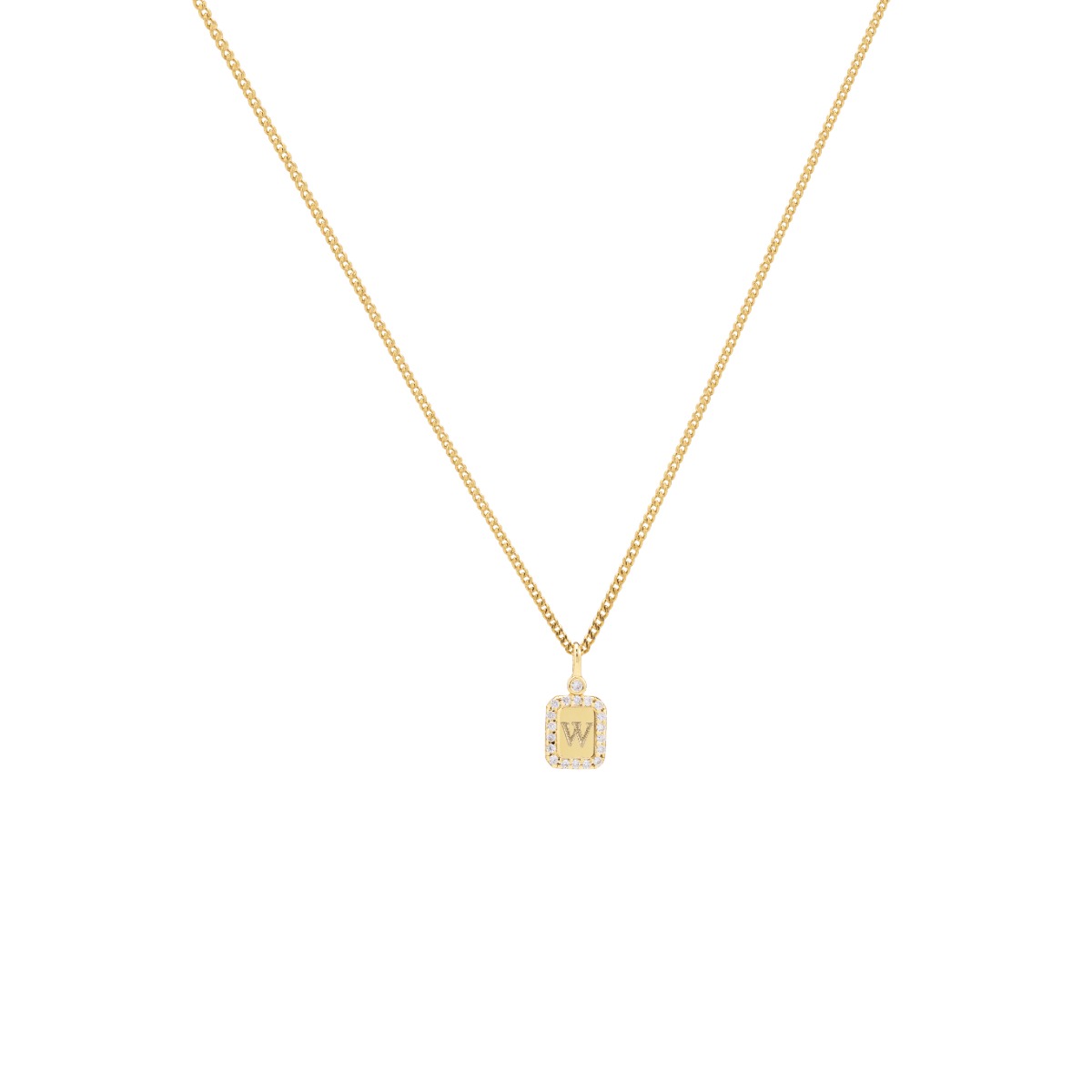 Tiny Pavé Initial Tag Necklace