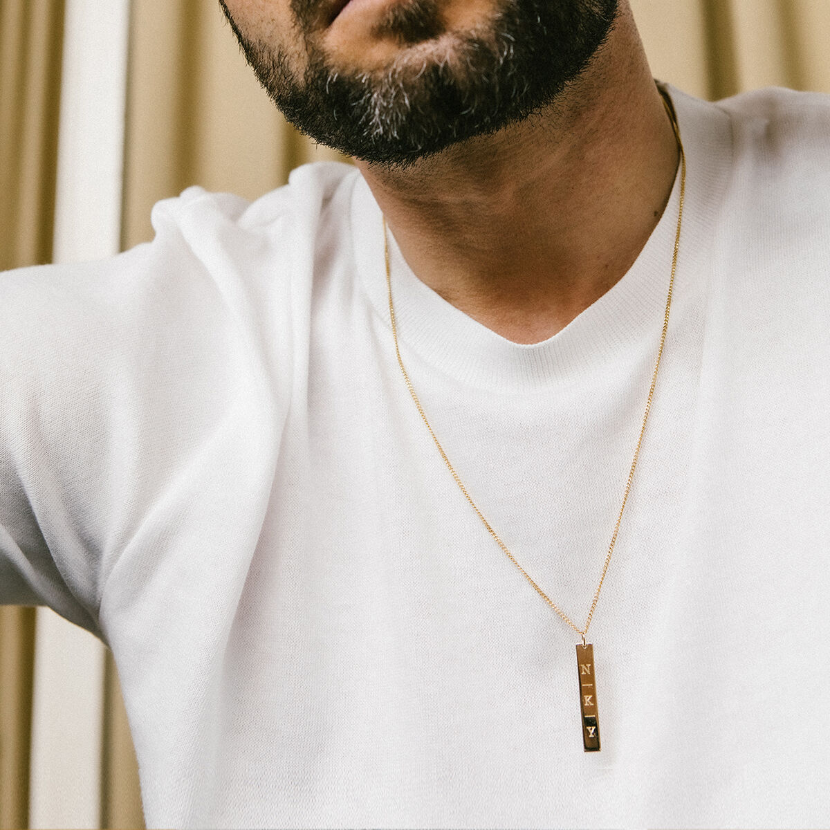 Men Bar Initial Necklace