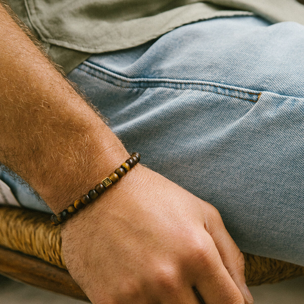 Men Beaded Initial Armband