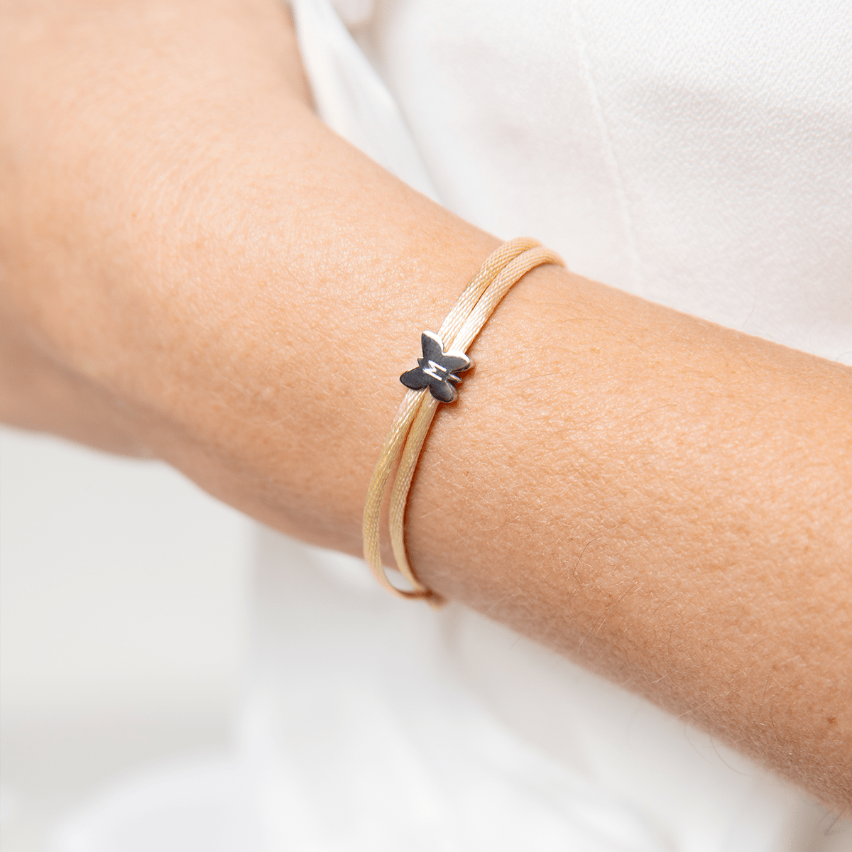 Initial Butterfly Cord Bracelet Set