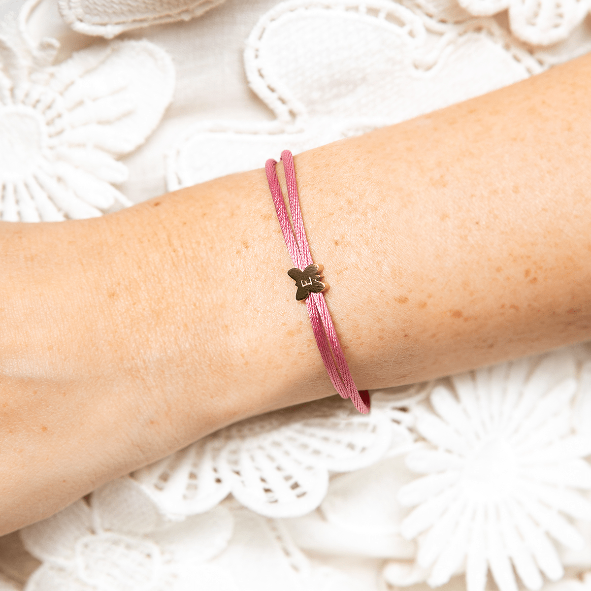 Initial Butterfly Cord Armband