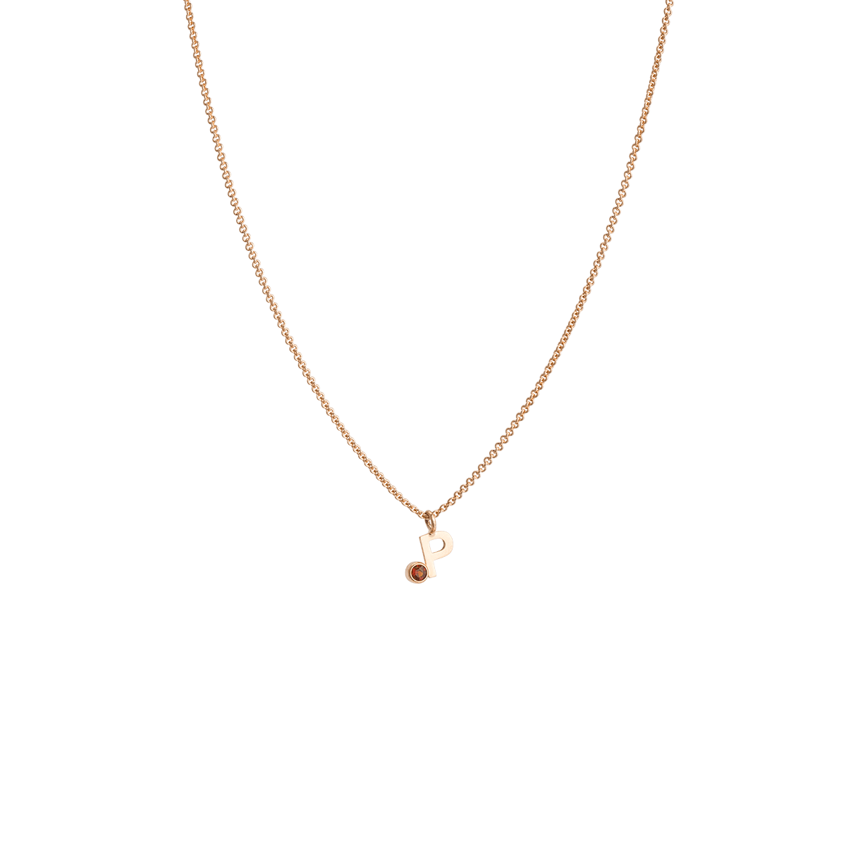 Single Letter + Birthstone Kette