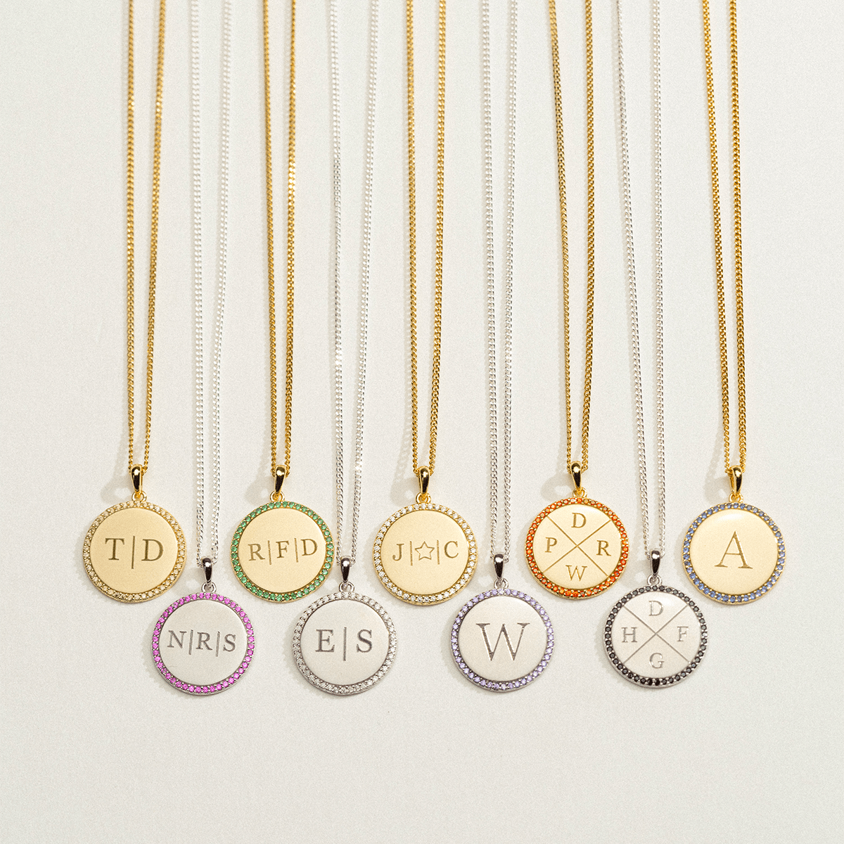 Pavé Birthstone Initial Coin Necklace