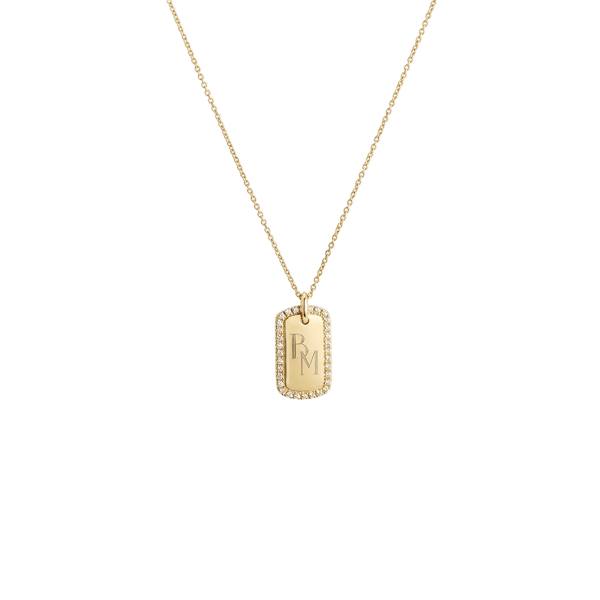 Pavé Monogram Tag Ketting Deluxe