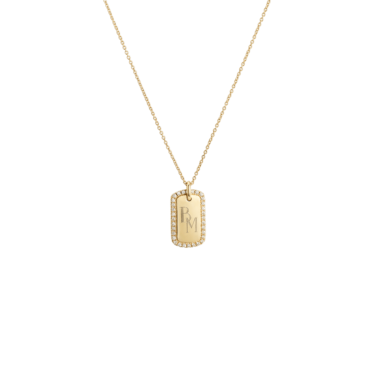 Pavé Monogram Tag Kette Deluxe