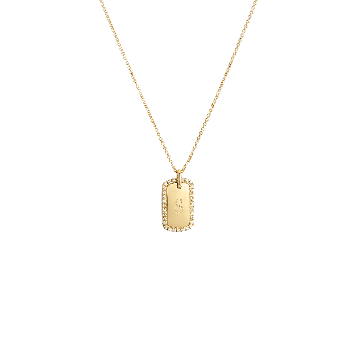Pavé Monogram Tag Kette Deluxe