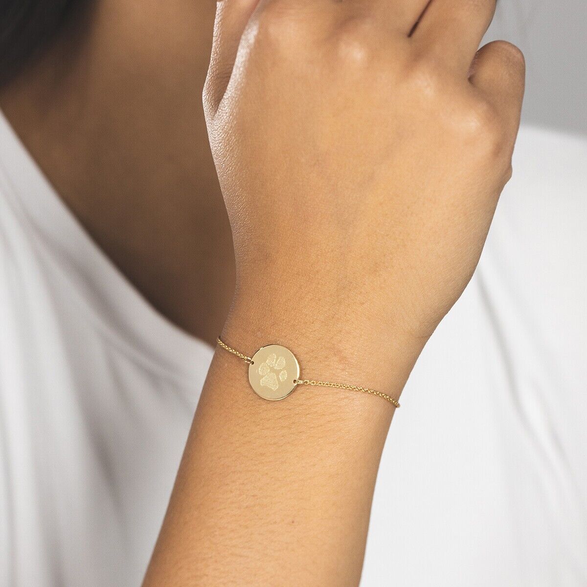 Pfotenabdruck Münze Armband Gold