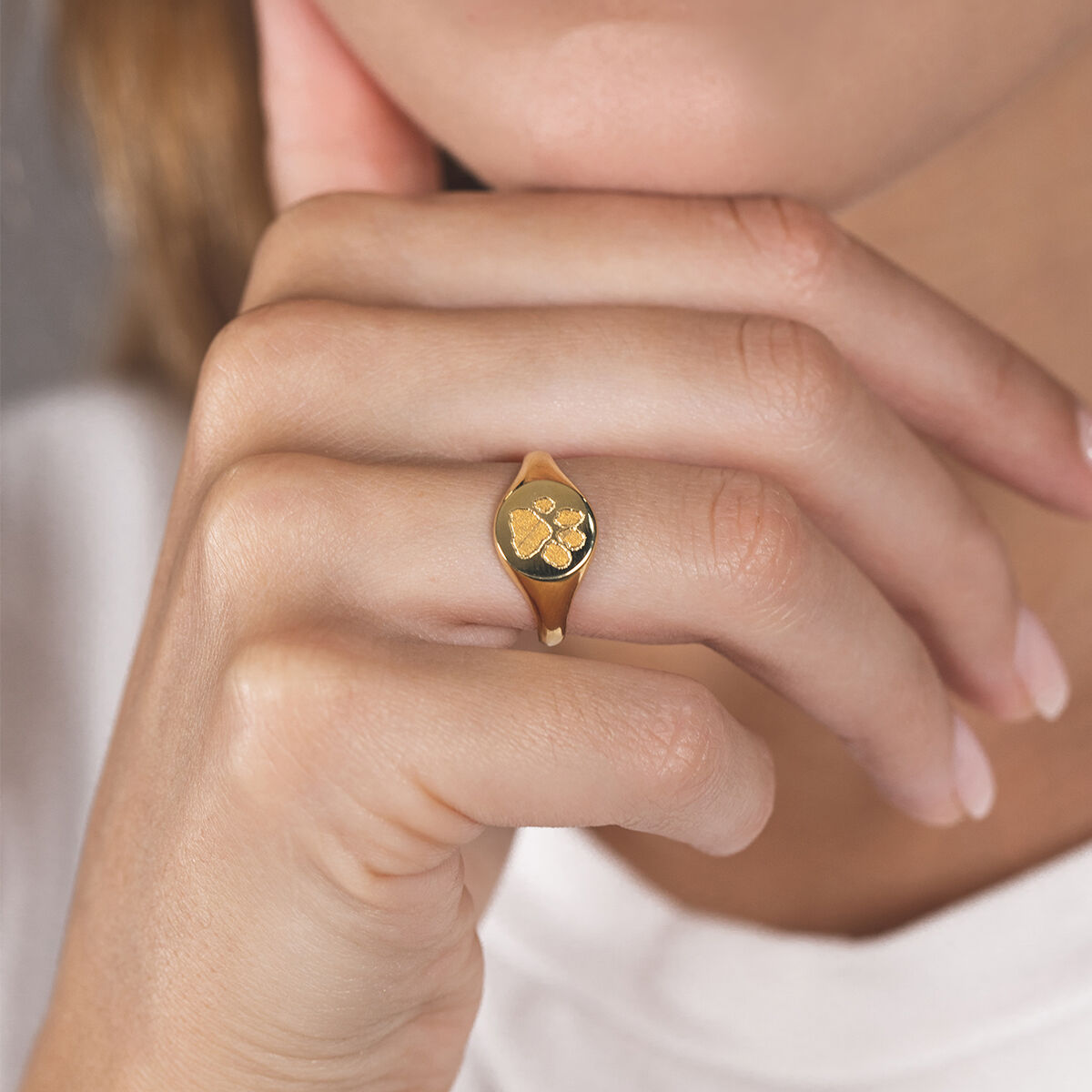 Paw Print Signet Ring