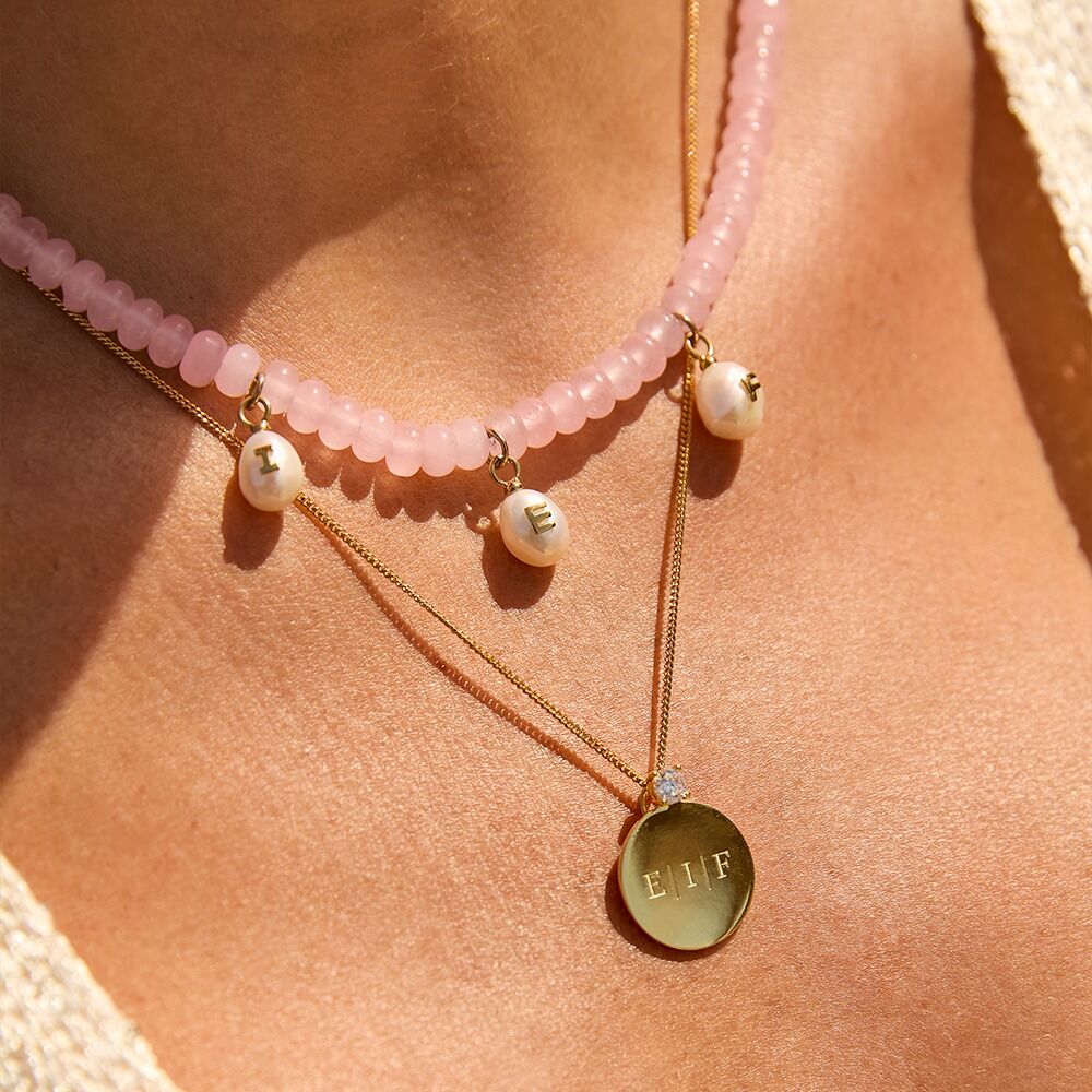 Birthstone Initial Coin Ketting
