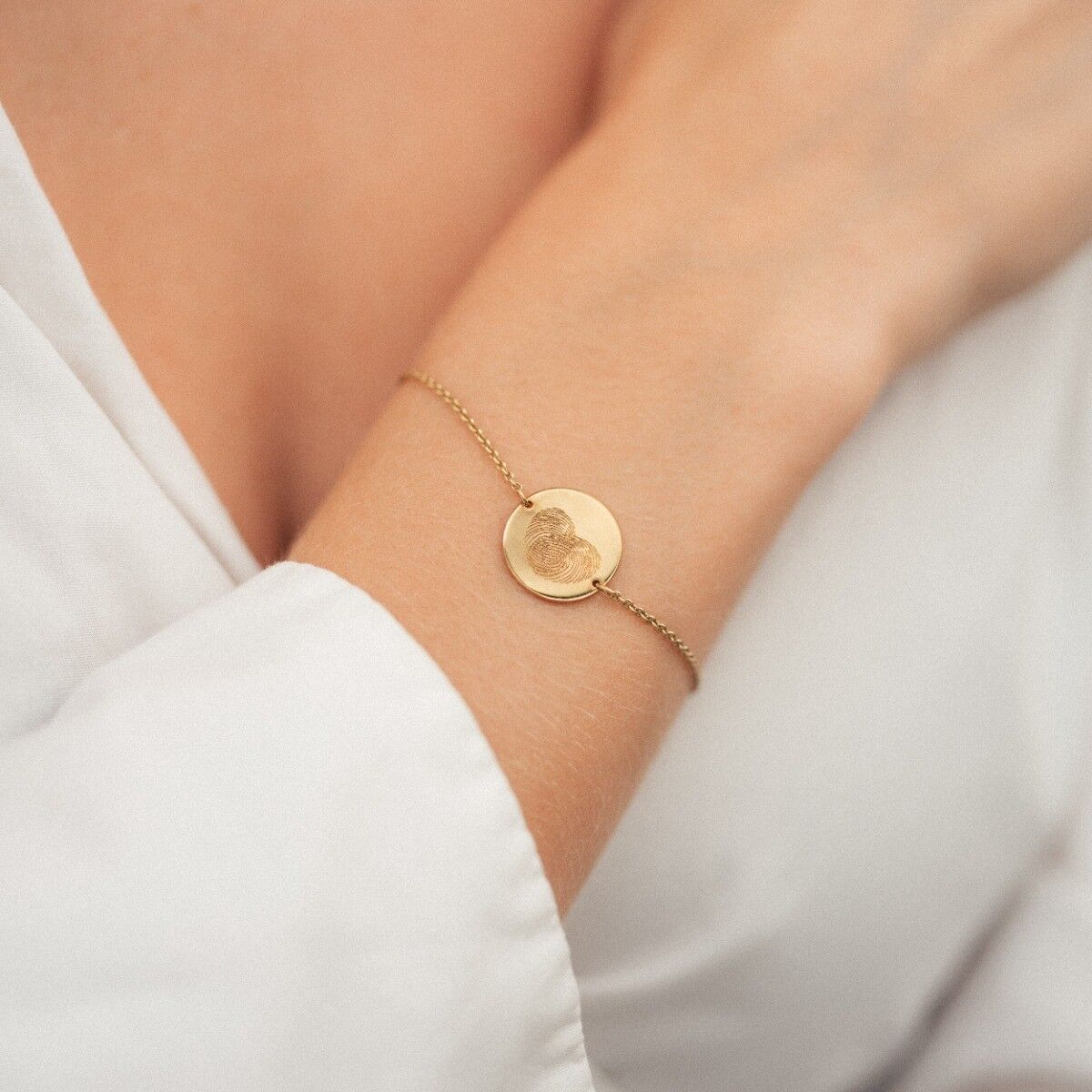 Fingerabdruck Münze Armband Gold
