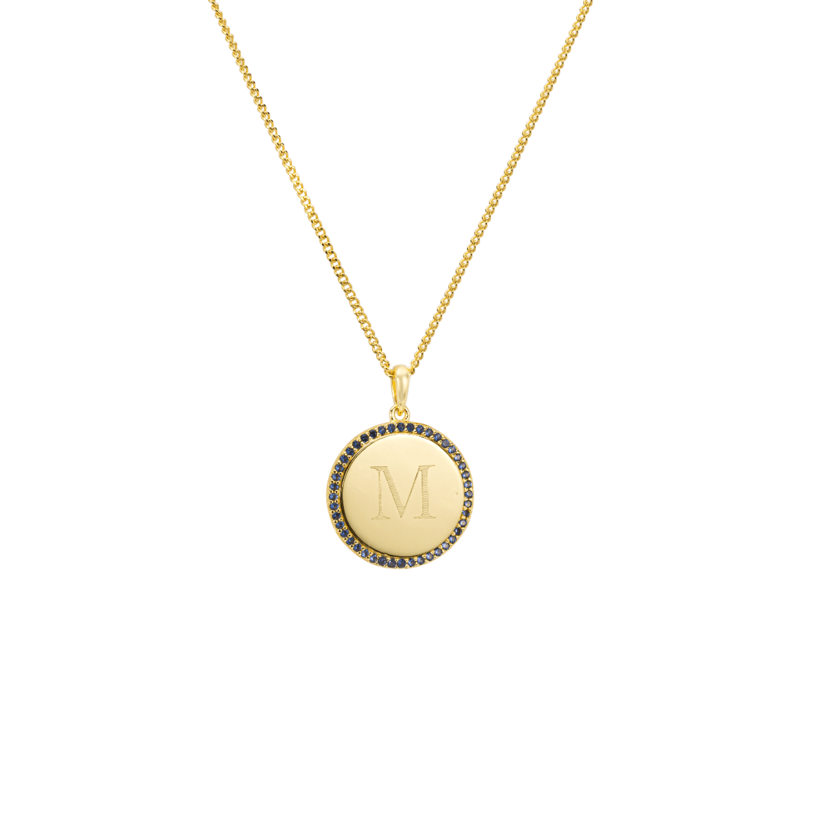 Pavé Birthstone Initial Coin Kette