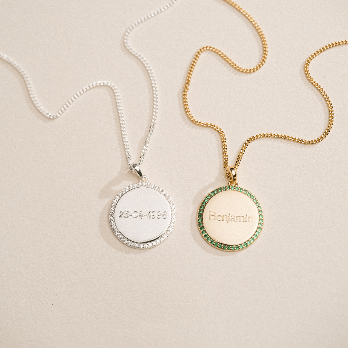 Pavé Birthstone Coin Necklace