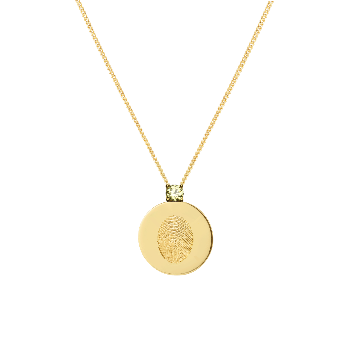 Birthstone Fingerprint Coin Necklace