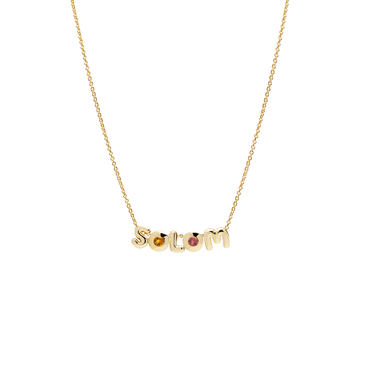 Solid Gold Letter + Birthstone Ketting