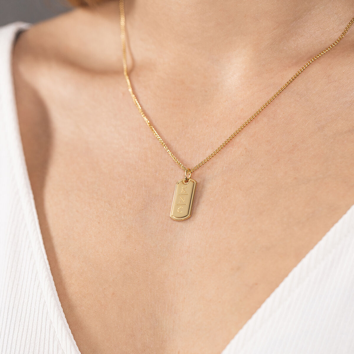 Tag necklace goud model