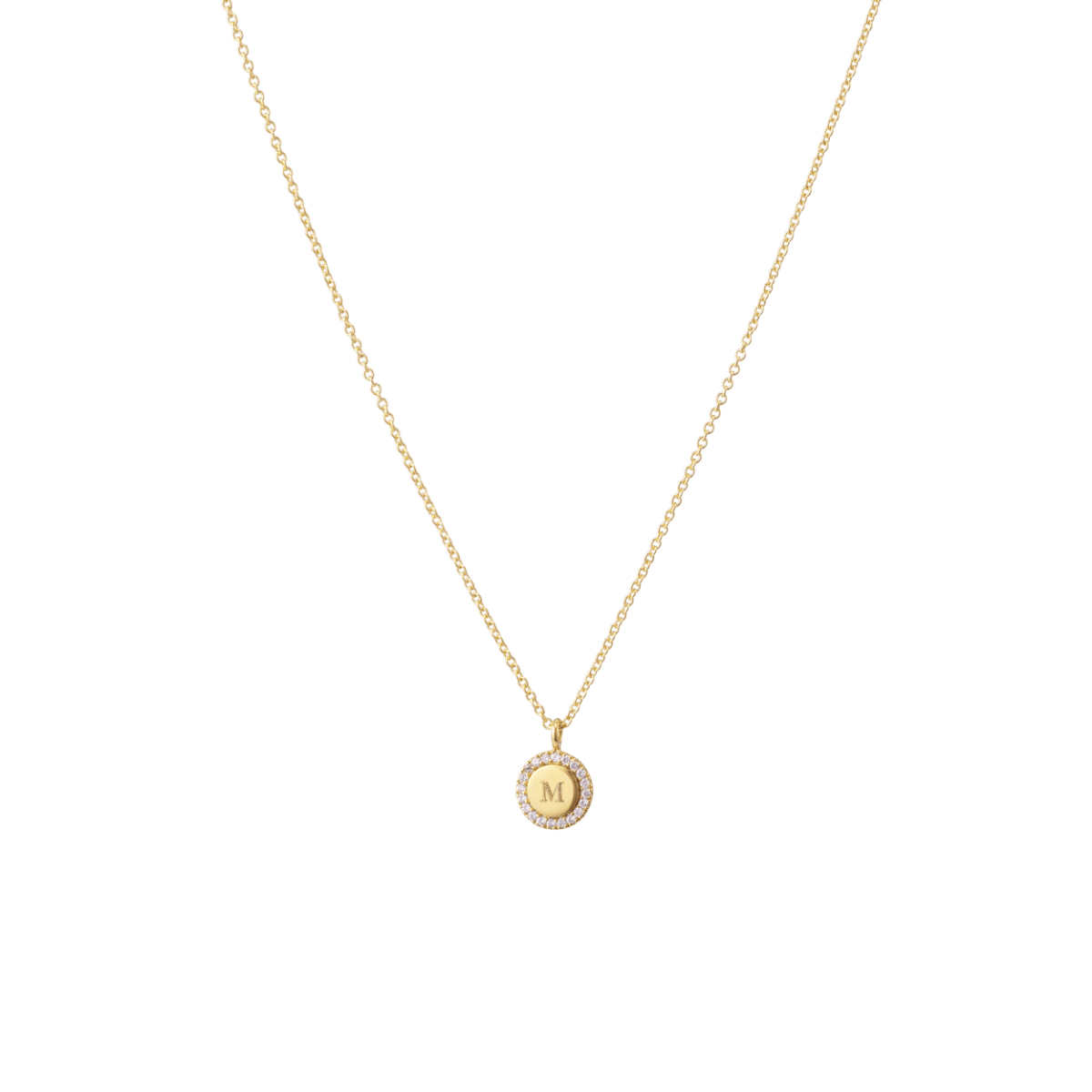 Tiny Pavé Initial Coin Ketting