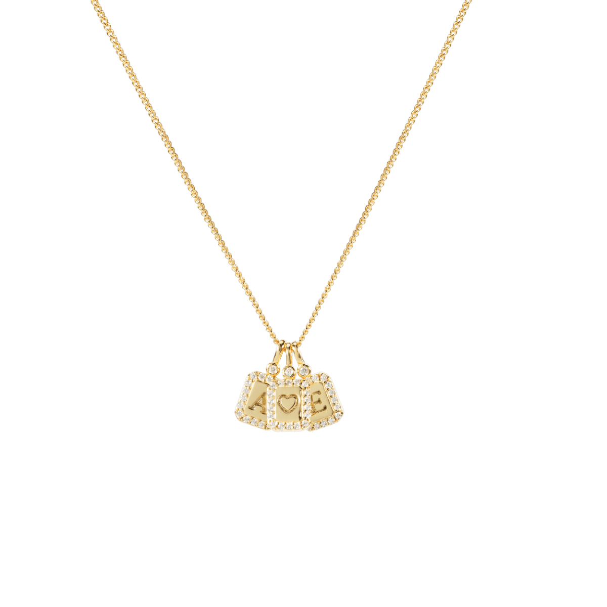 Tiny Pavé Initial Tag Ketting