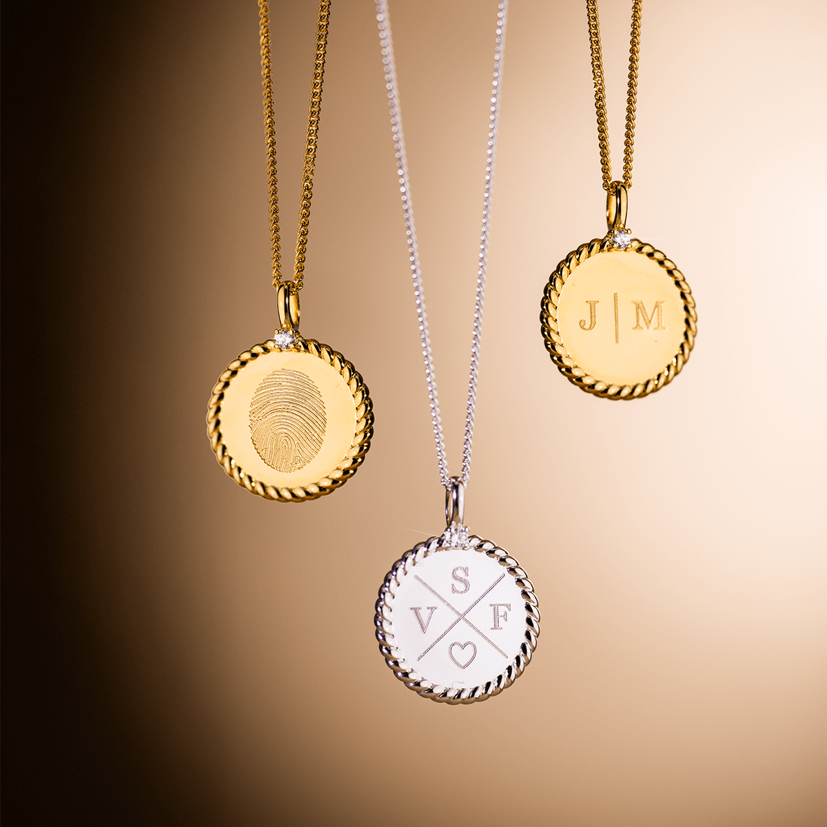 Twisted Fingerprint Coin Ketting