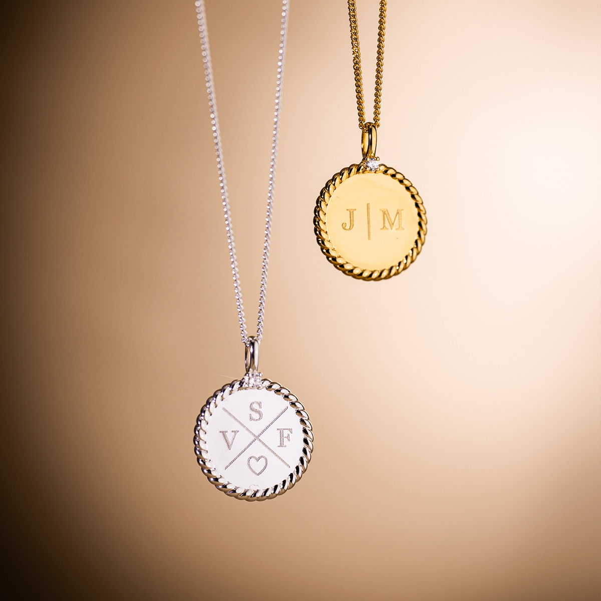 Twisted Initial Coin Necklace