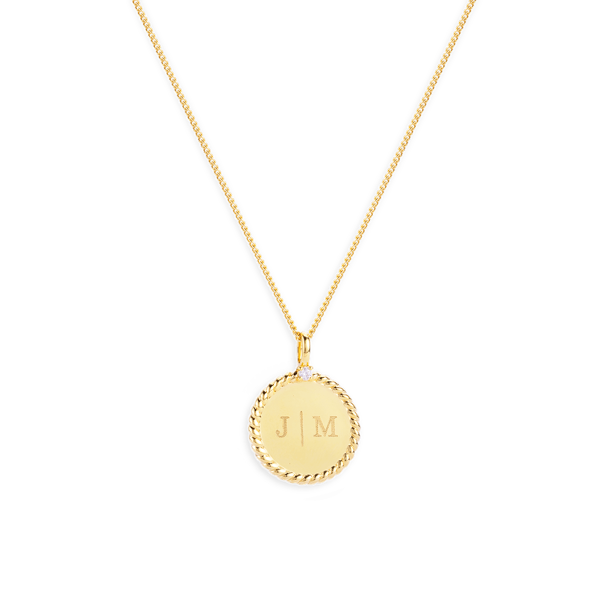 Twisted Initial Coin Necklace