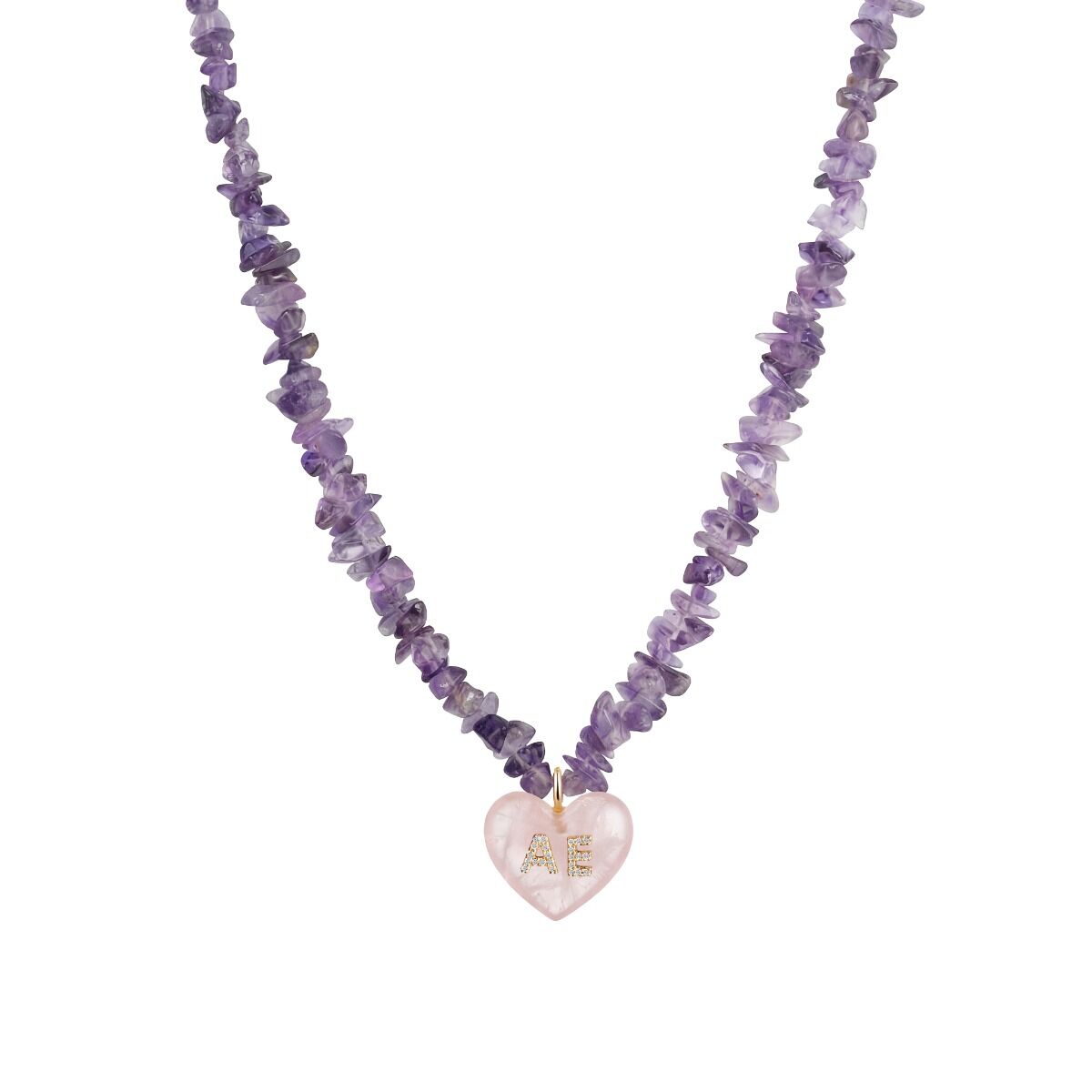 Gemstone Initial Heart Ketting 