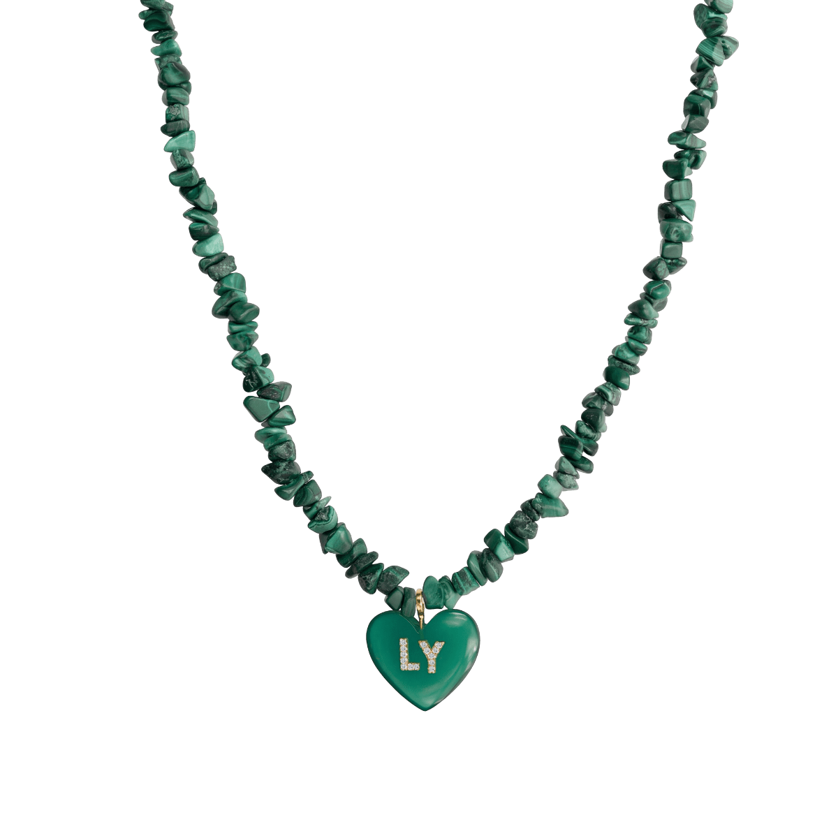 Gemstone Initial Heart Ketting 