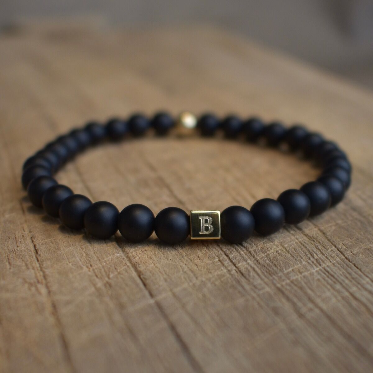 Men Beaded Initial Bracelet