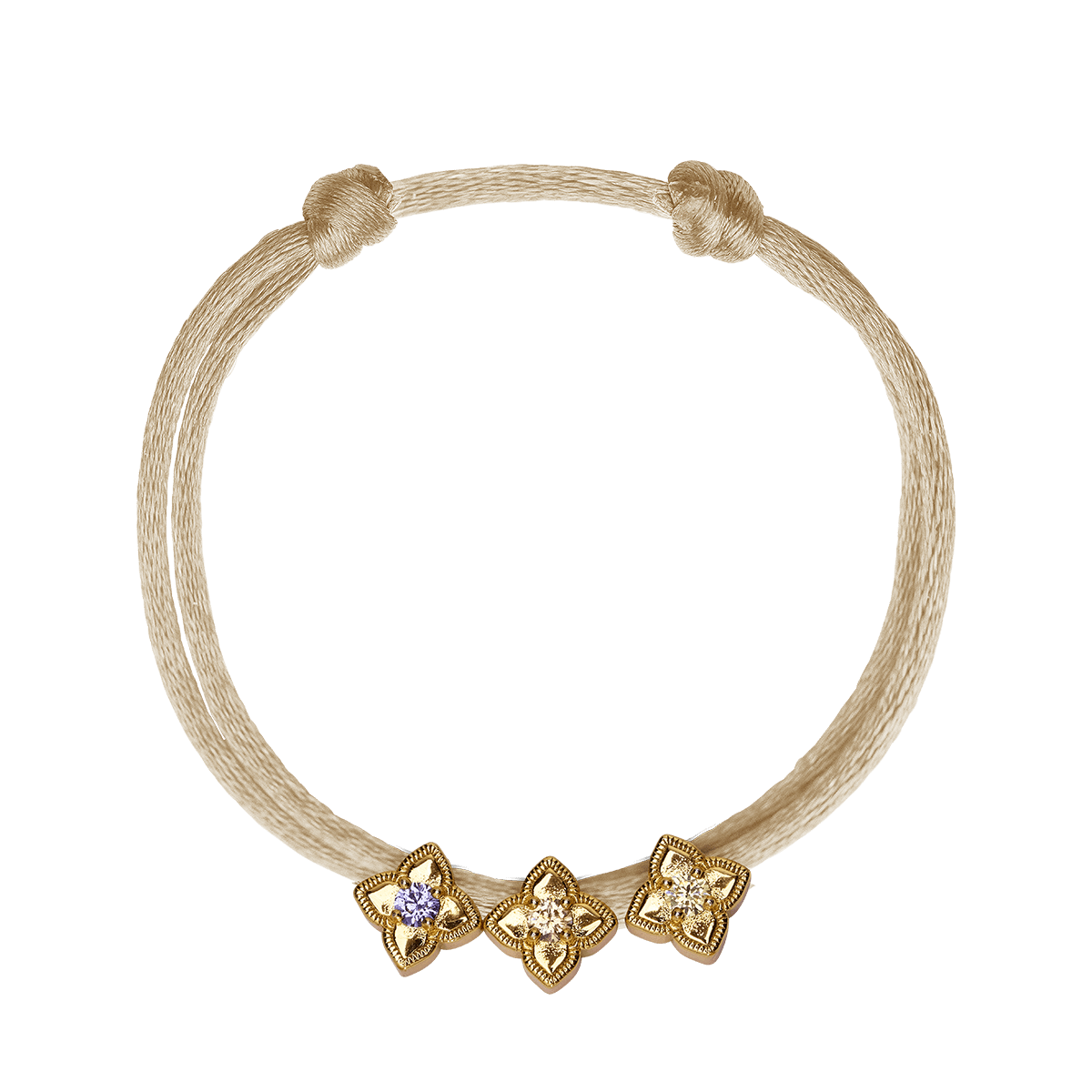 Blühendes Geburtsstein Kordel Armband