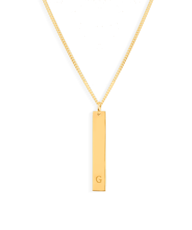 Men Bar Initial Ketting