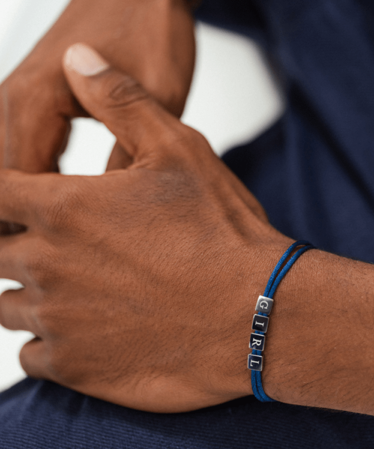 Men Gender Reveal Cube Cord Bracelet