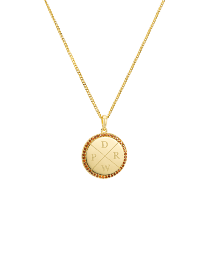 Pavé Birthstone Initial Coin Necklace