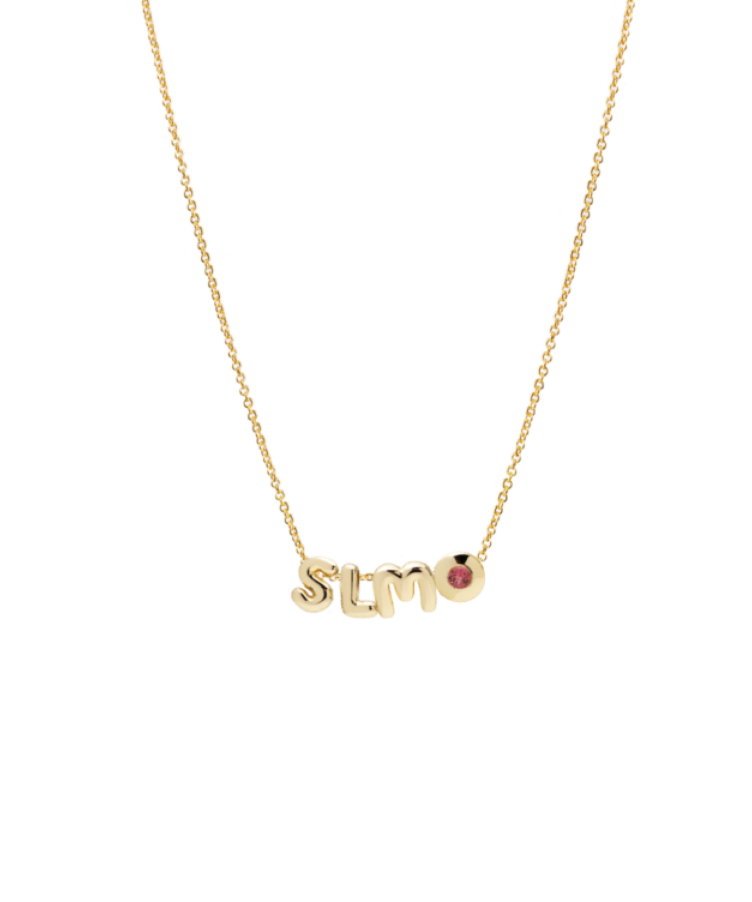 Massivgold Initial + Geburtsstein Kette