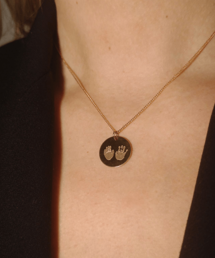Hand- or Footprint Coin Necklace
