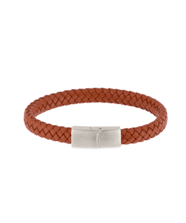 Men Leather Brown Fingerprint Armband