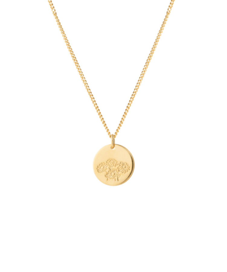 Family Birthflower Bouquet Coin Ketting