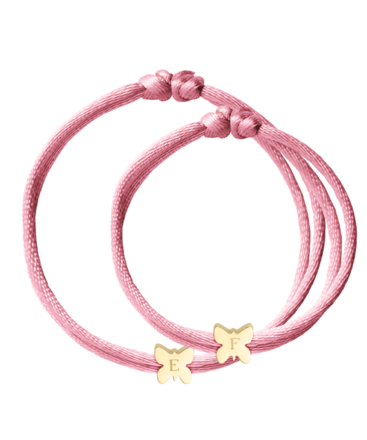 Initial Butterfly Cord Bracelet Set
