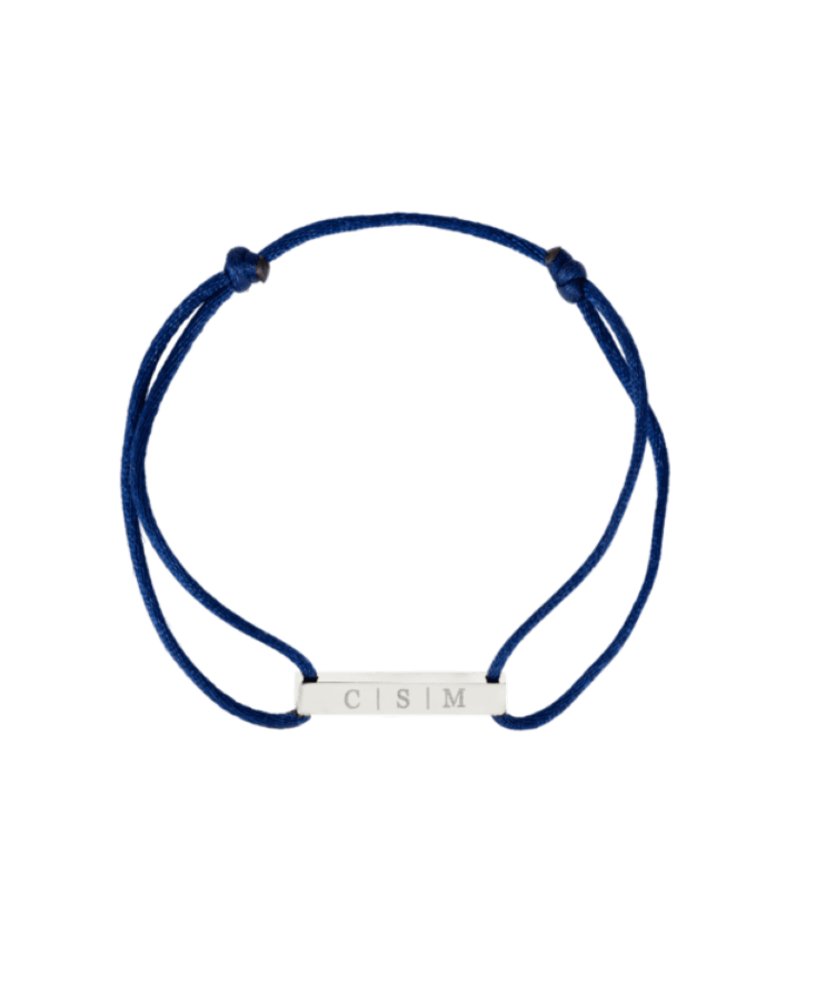 Men Initial Bar Cord Armband