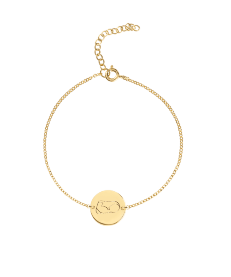 initial coin necklace goud