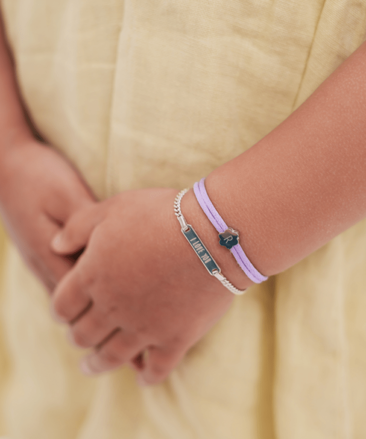 Kids Initial Bloom Cord Armband