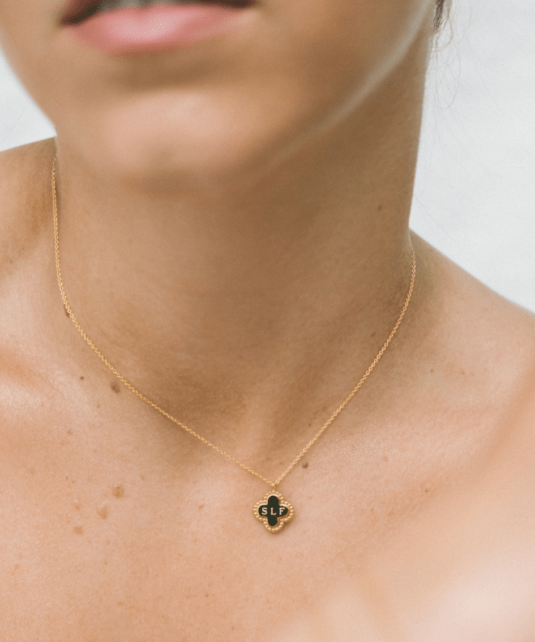 Bubble Initial Clover Kette