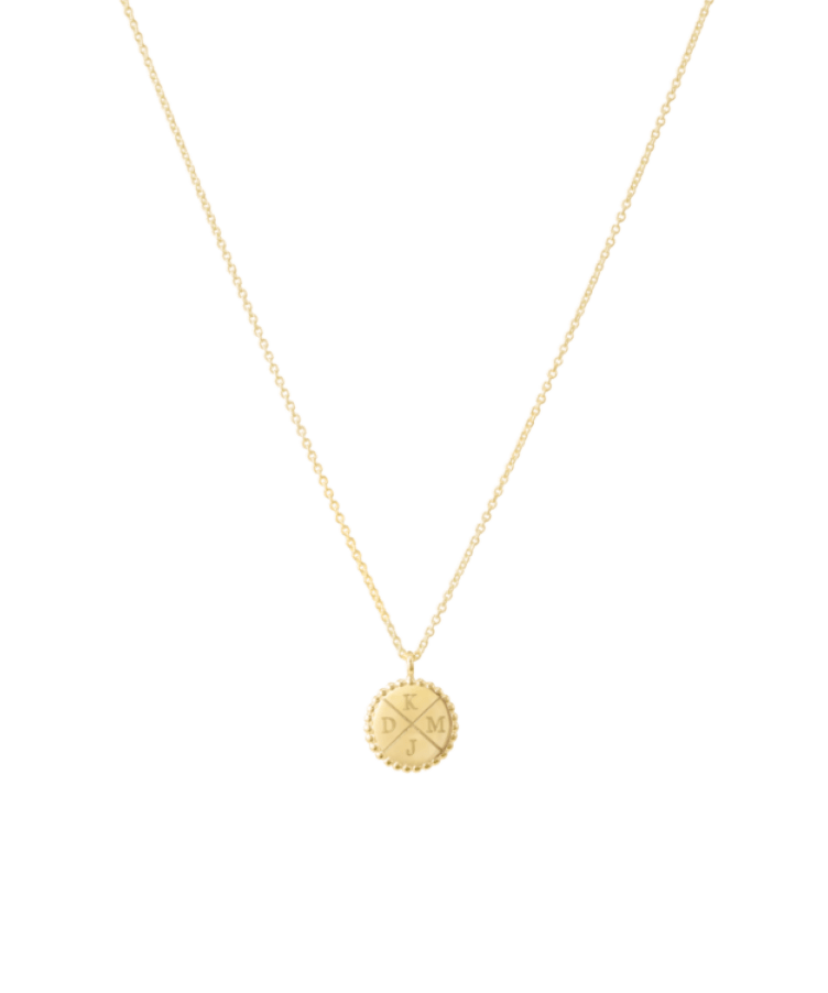 initial coin necklace goud