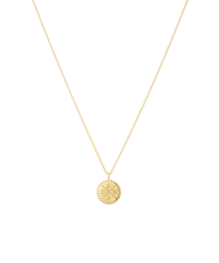 initial coin necklace gold