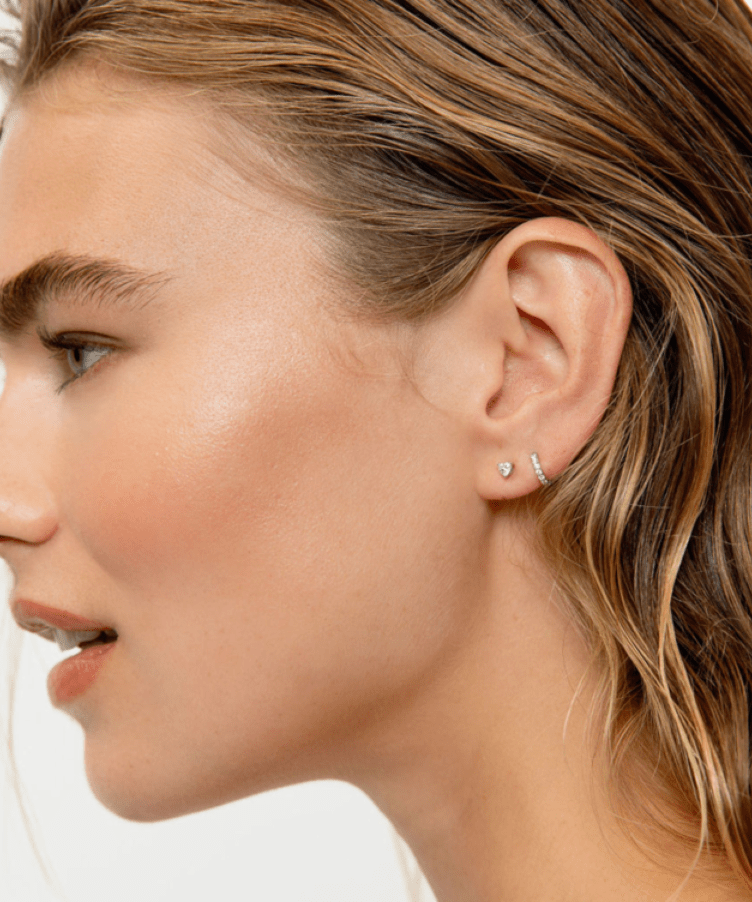 Classic Solid Gold Tiny Pavé Hoops