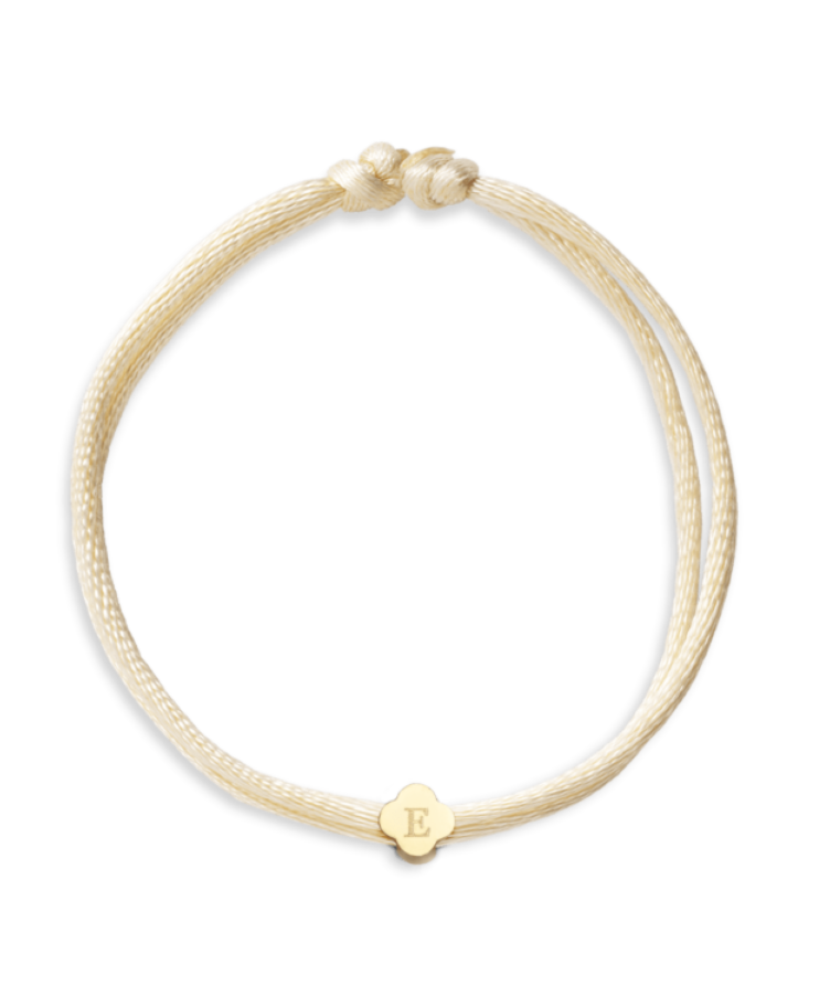 Lucky Clover Initial Cord Bracelet