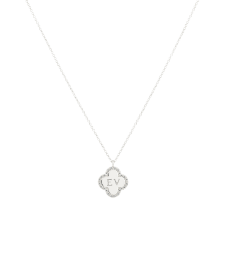 Pavé Initial Clover Ketting