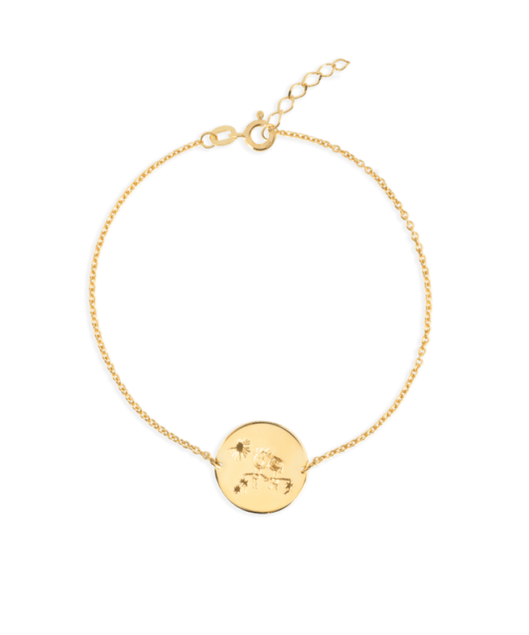 initial coin necklace goud