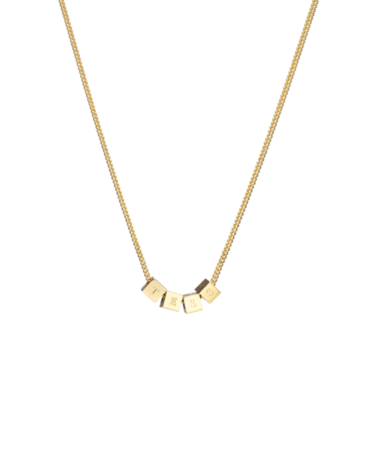 Men Tiny Cube Initial Necklace