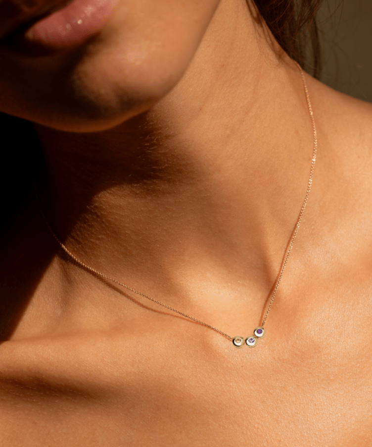 Solid Gold Birthstone Ketting