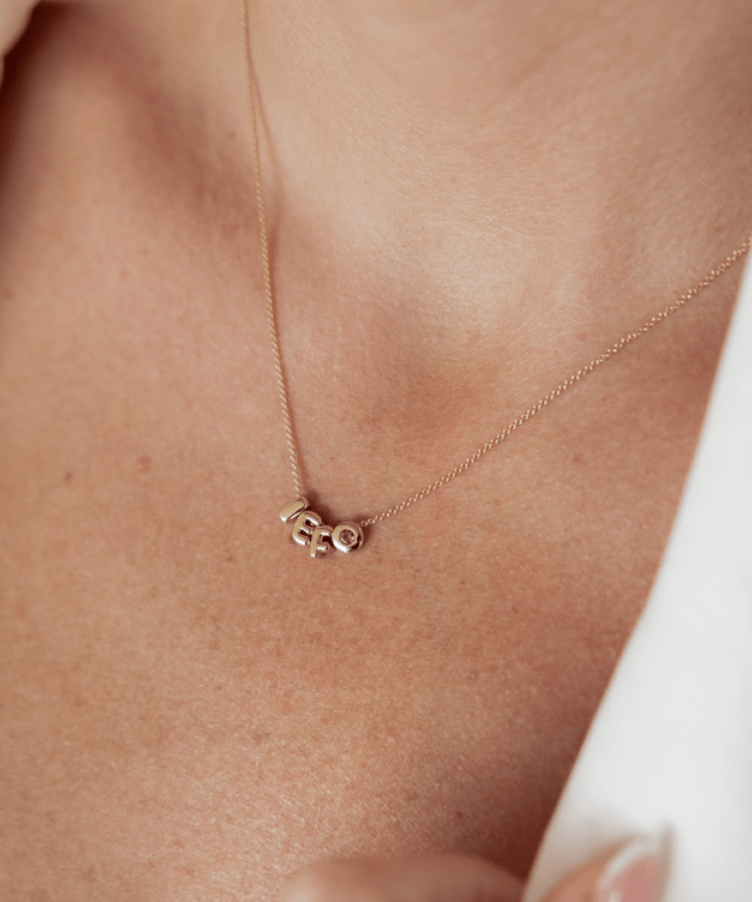 Massivgold Initial + Geburtsstein Kette