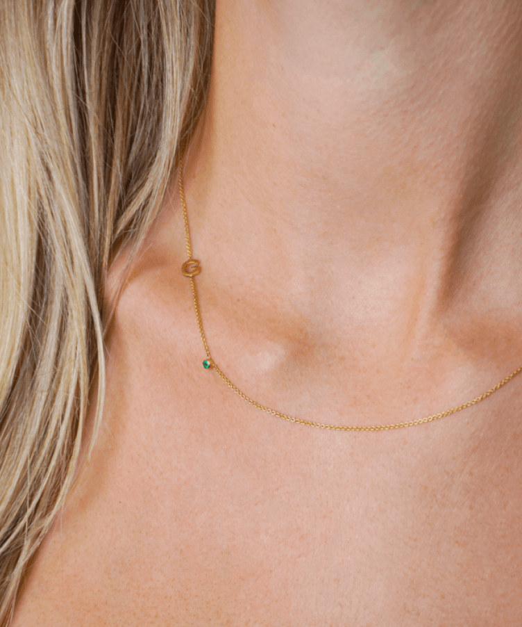 Letter + Birthstone Ketting